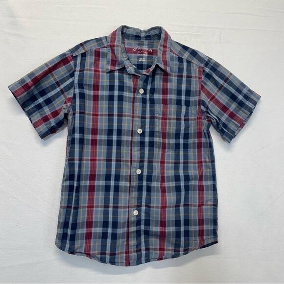 Faded Glory Plaid Button Down Shirt Short Sleeves Blue Red boys Size Small 6-7 - Picture 6 of 6